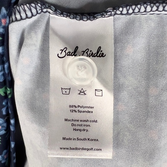 Bad Birdie Lily Lilac Performance Polo Men's XL Blue Stretch Floral Golf Shirt - Picture 7 of 12